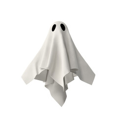 Halloween scary ghostly cartoon spooky character isolated on white.