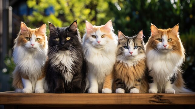 a collection of many cats of various breeds and colors