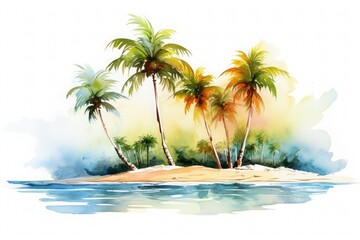 Fototapeta na wymiar Watercolor Palm Tree Images Stock Illustration