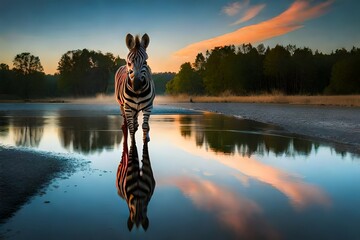 zebra at the lake