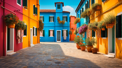 Fototapeta na wymiar Multicolored townhouses.