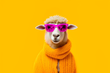 Heavy funny sheep anthropomorphic bright colors