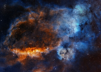 The Lobster Claw Nebula Sh2-157 in dark space