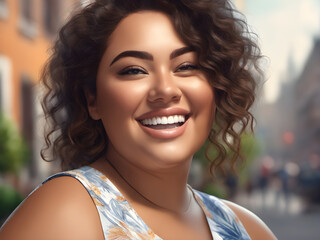 Obraz premium portrait of a plus size model. Beautiful plump model. generative AI