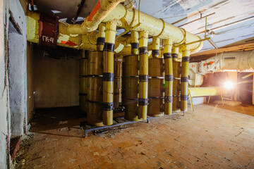 Air filtration and ventilation system in Soviet bunker or bomb shelter
