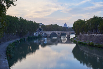 Ponte Sisto bridge on the river Tiber in Rome, Italy	