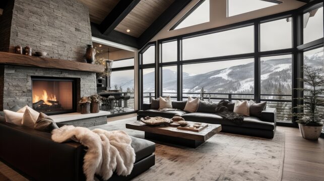 Modern mountain store living room