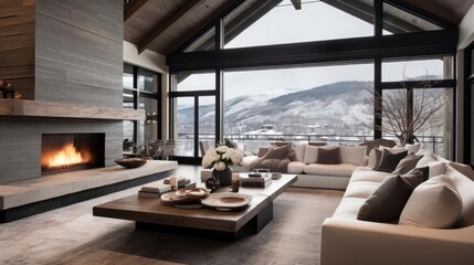 Modern luxury chalet in the mountains living room