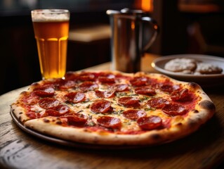pepperoni pizza and beer