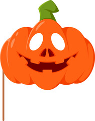 Cartoon Halloween photo booth pumpkin mask, vector