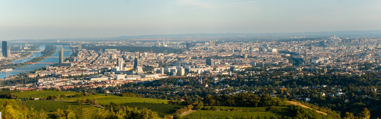Fototapeta na wymiar Panoramic view on the Vienna city from the at Leopoldsberg