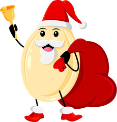 Cartoon Christmas pumpkin seed Santa rings a bell