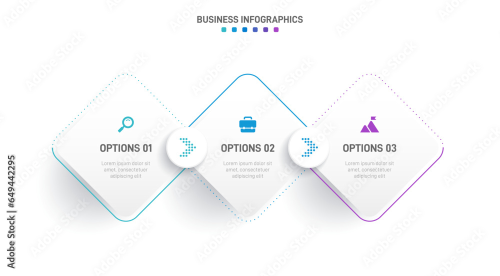Aufkleber timeline infographic with infochart. modern presentation template with 3 spets for business process.