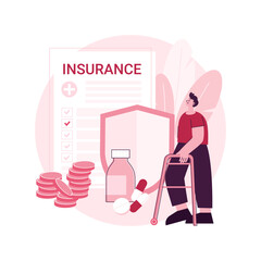 Health insurance abstract concept vector illustration. Health insurance contract, medical expenses, claim application form, agent consultation, sign document, emergency coverage abstract metaphor.