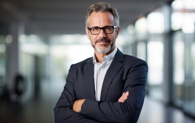 Fototapeta premium Portrait of a CEO, office background. Generative AI