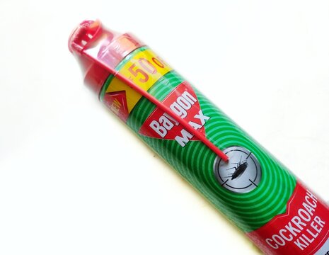 Guwahati, Assam, India - September 15, 2023 : Baygon Max Cockroach Killer Spray helps protect against diseases like Diarrhea, Typhoid and Cholera spread by crawling insects. 