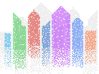 Obraz premium Silhouette cityscape. City Skyscrapers. Abstract futuristic city. Vector illustration