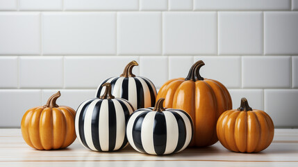 Spooky checkered Pumpkins. Halloween. Generative Ai
