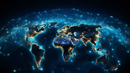 Global world network and telecommunication on earth. Communication technology. 