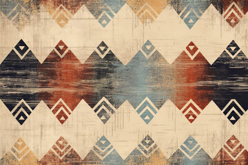 Ethnic pattern with cashmere and background scratched with earthy colors