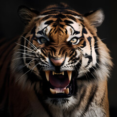 portrait of an angry bengal tiger