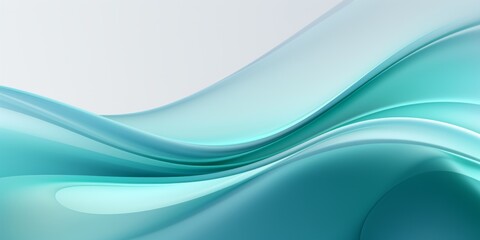 Aquamarine Crystal Creative Abstract Wavy Texture. Screen Wallpaper. Digiral Art. Abstract Bright Surface Liquid Horizontal Background. Ai Generated Vibrant Texture Pattern.