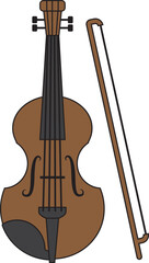 The violin, sometimes known as a fiddle, flat icon.
