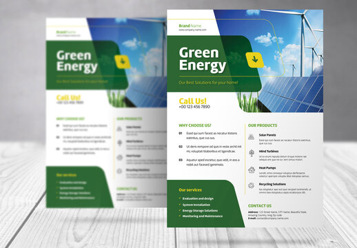 Green Energy Flyer with Green and Yellow  Accents