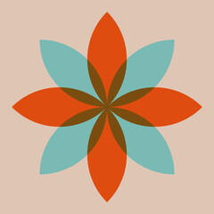 Blue and orange flower petal with riso print effect