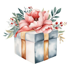 Watercolor Gift Boxes Illustration, Generative Ai