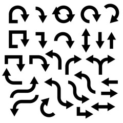 Black vector arrows set collection. Arrows icon in different directions on white background