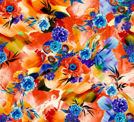 Abstract flower and colorful seamless textile print pattern. geometric template design for textiles, clothes, wallpaper