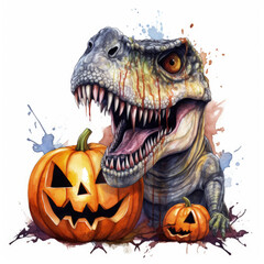 Watercolor halloween trex