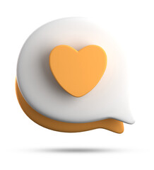 3d rendering of speech love bubble icons, 3D pastel chat love icon set.