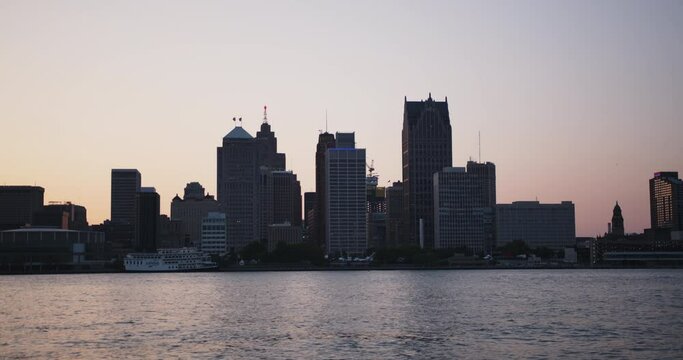 Detroit Skyline during sunset