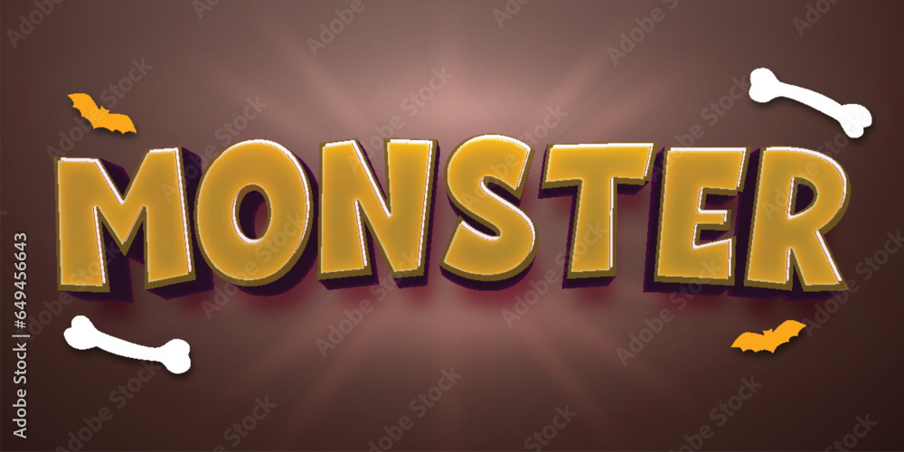 Fototapete Monster editable text effect template, Monster text effect editable horror and scary font style, editable giant monster vector text effect with modern style design, usable for logo or company campaign