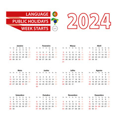 Calendar 2024 in Portuguese language with public holidays the country of Brazil in year 2024.