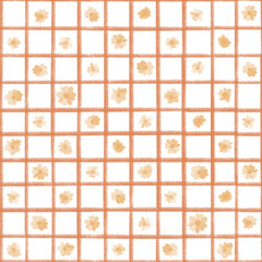 seamless pattern spring floral with squares grid