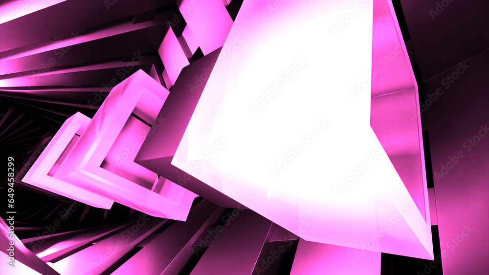 Poster 3d animation of moving squares with frames. design. cubic animation with passages through frames of 
