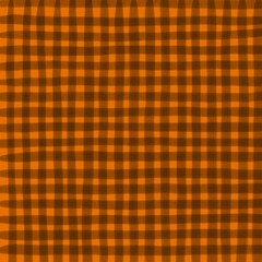 Orange Black Gingham Check Hand Drawn Background