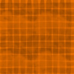 Orange Black Gingham Check Hand Drawn Background