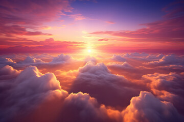 amazing sunset sky and clouds from above