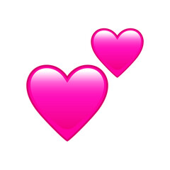 Two pink hearts social media emoji, emoticon for web and mobile. Vector emoticon.