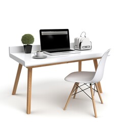 Fototapeta premium computer on table on white background