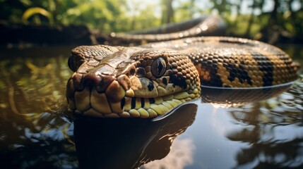 Anaconda in captivity - obrazy, fototapety, plakaty