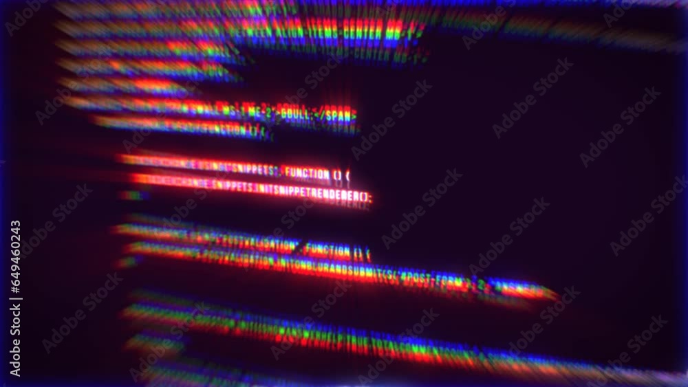 Aufkleber Typing a digital code by a programmer in a programming language, luminous letters and numbers. Making computer programs purple background