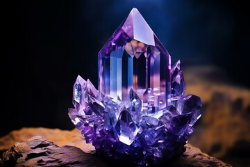 Enigmatic purple crystal with an abstract allure. Generative AI