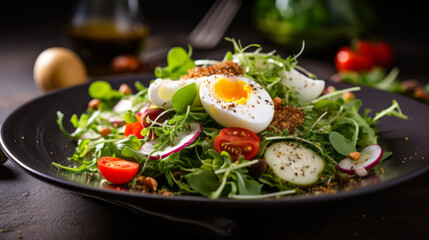 Cobb salad, delicious, fresh, greens, chicken, bacon, egg, avocado, cheese, tomatoes, lettuce, meal, healthy