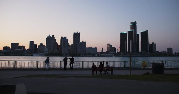 Detroit Skyline During Sunset