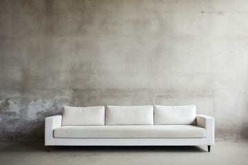 White sofa against concrete wall. Generative AI